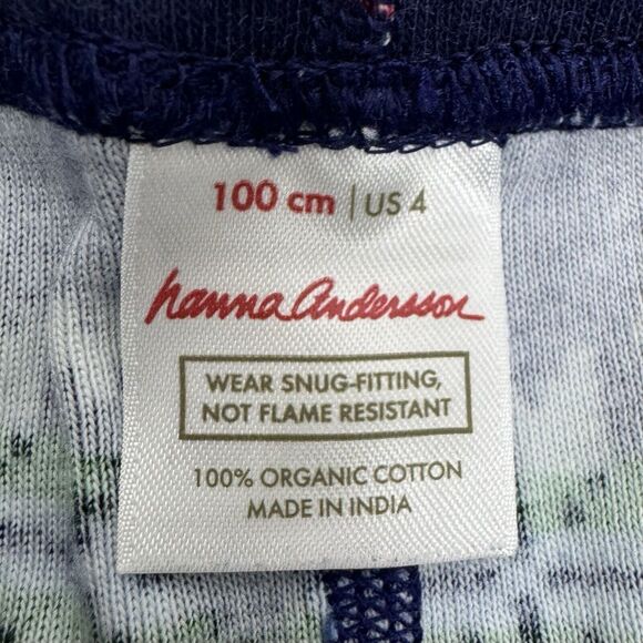 Hanna Andersson Kids Holiday Long John Pajama Set Size US 4 Blue Gnome Sweet - Picture 8 of 9